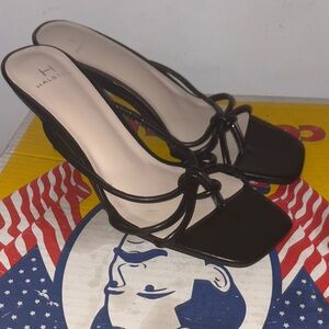 Halston Heritage Black Strappy Heels size 6.5